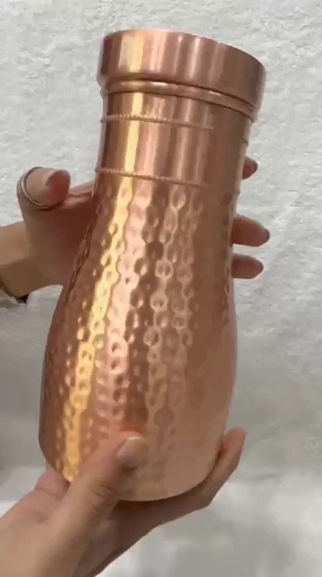 铜质锤纹水瓶 手工锤纹纹路户外随身水壶