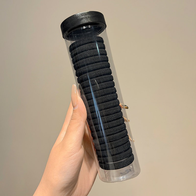 黑色发圈筒装 高弹力扎头发橡皮筋粗头绳