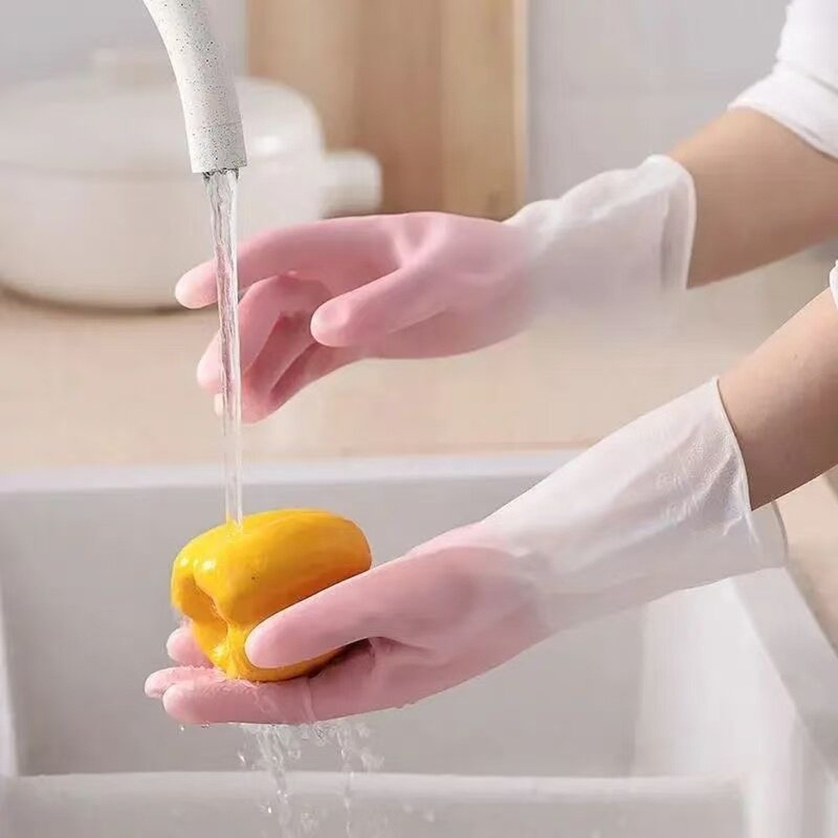 清洁手套 家用薄款洗碗手套防水加长一副