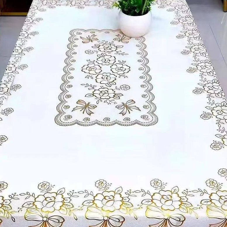 烫金桌布 欧式PVC长方形免洗餐桌台布 细节图1